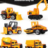 A set of ten die-cast construction trucks and a transporter in various yellow and black colors.