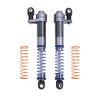 Two adjustable aluminum shock absorbers with coil springs and mounting brackets.