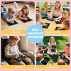 Children using an LCD writing tablet for creativity activities in various settings like home, classroom, travel, and outdoors