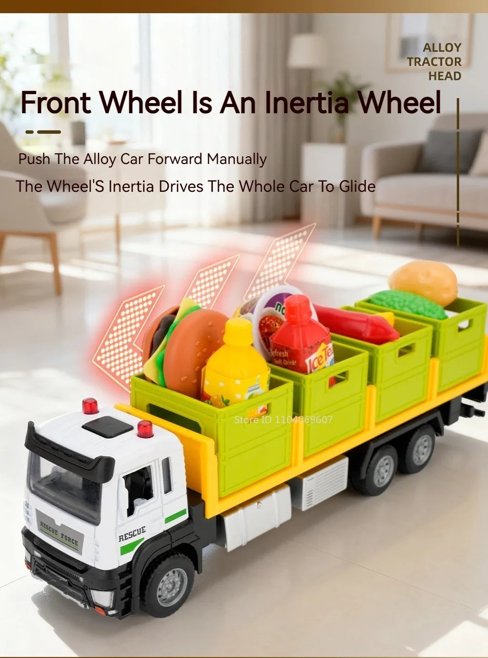 1:32 Scale Diecast Container Truck Toy – Fruit & Vegetable Transport Vehicle