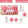 A set of 40 pink and white silicone beads, including ghost-shaped and round beads, for jewelry and crafting.