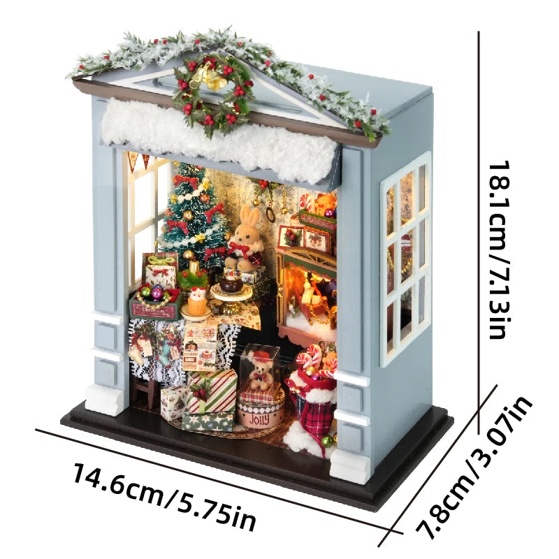 DIY Wooden Dollhouse Miniature Kit with LED Lights