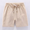 Beige linen shorts for kids with an adjustable drawstring waist