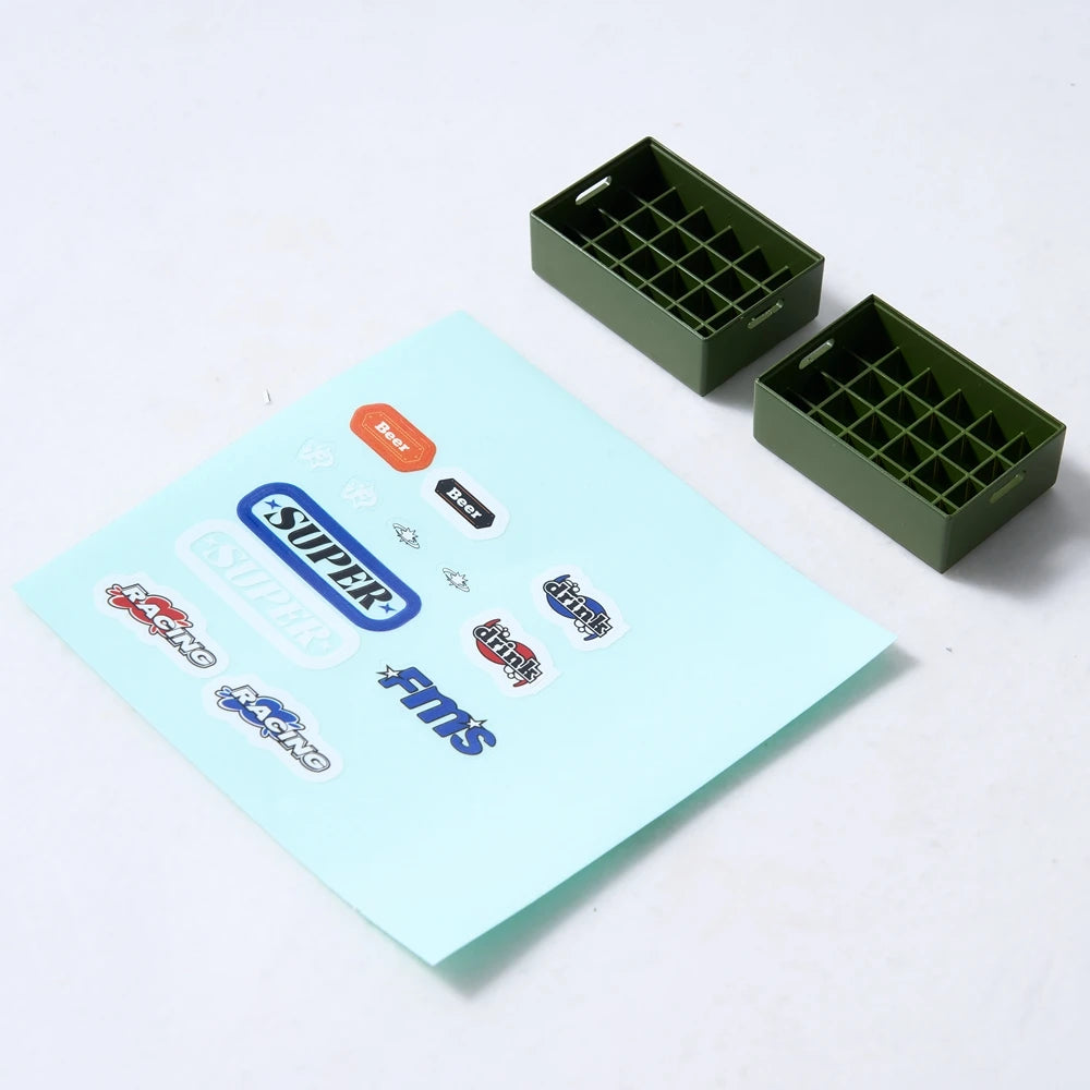 RC Car Scale Accessory Set – Surfboard, Kayak, and Roadblock Decorations