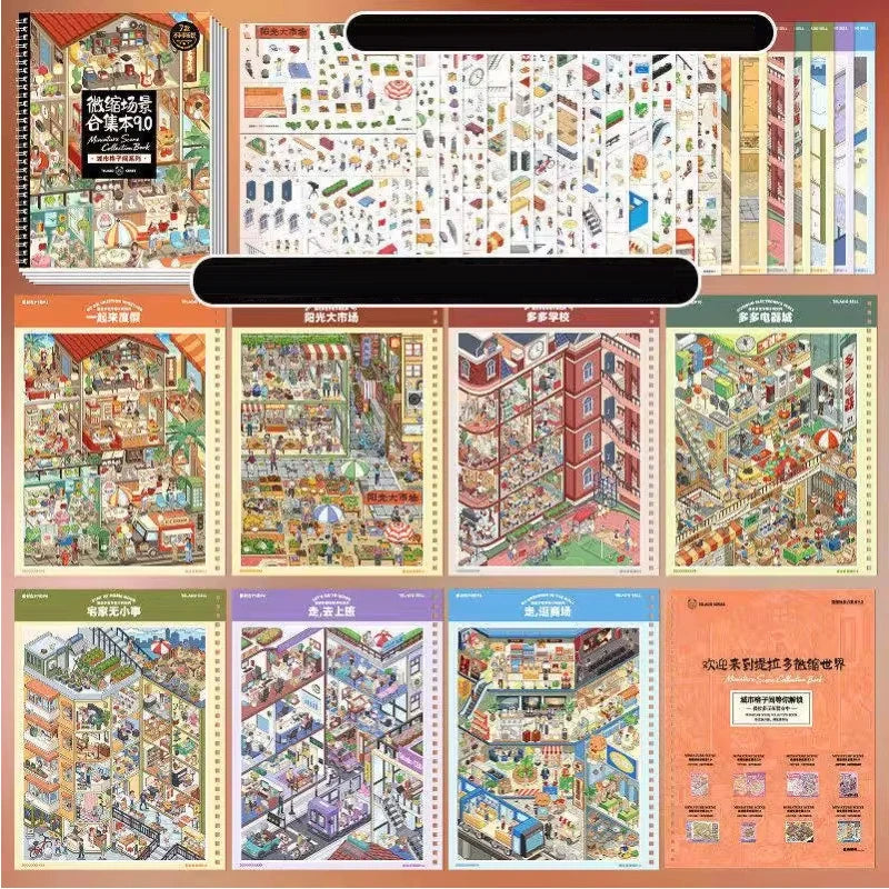 3D Dollhouse Miniature Scene Sticker Book for Journaling and DIY Crafts