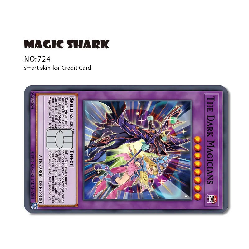 A Magic Shark trading card skin sticker featuring an anime dragon character in a purple and gold theme.