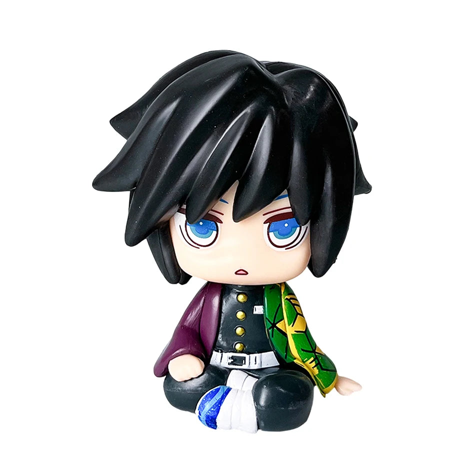 Action figure of the Demon Slayer character Tanjirou with black hair and blue eyes.