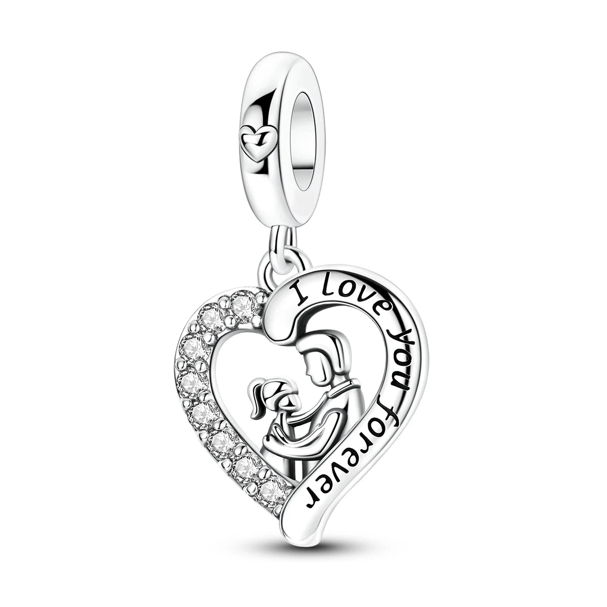 925 Sterling Silver Heart Charm Beads for Bracelets and Necklaces