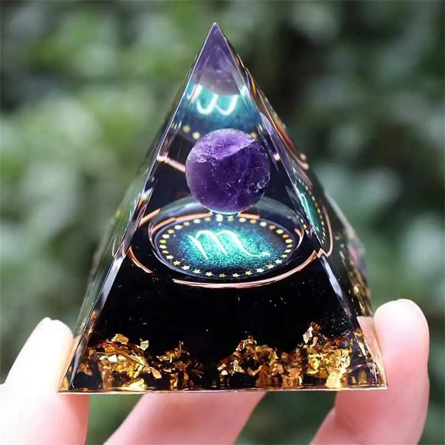 Zodiac Resin Pyramid Decoration with Crystal Ball
