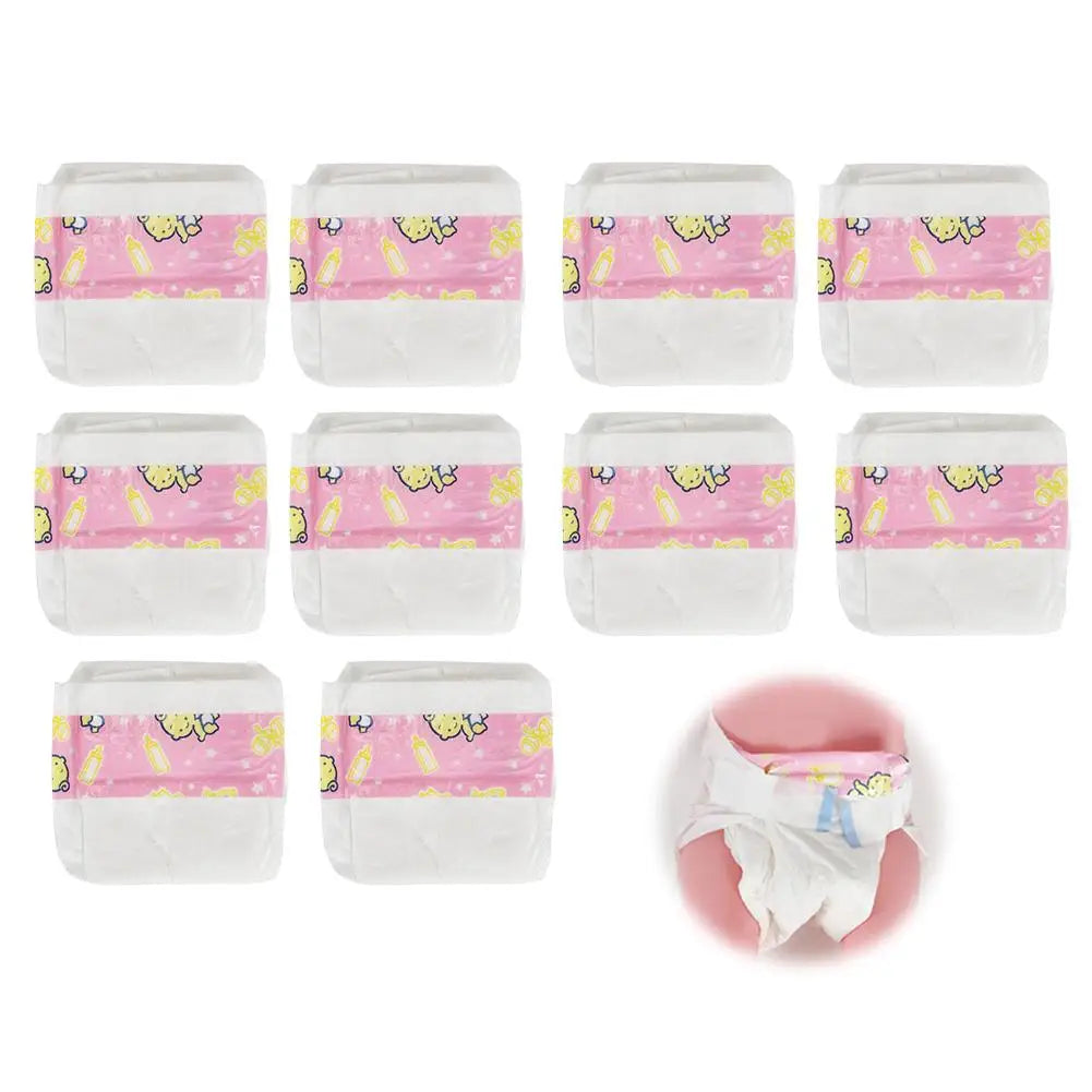 Soft Cotton Doll Diapers for Pretend Play (10-Pack)