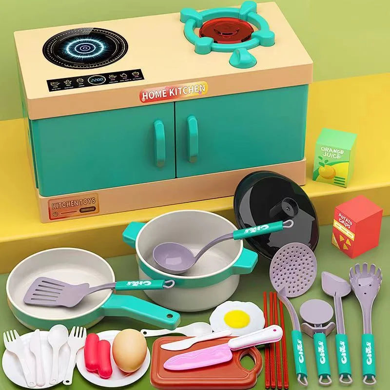 Kids Pretend Play Kitchen Set with Pots and Accessories