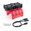 Rotes Metall-Kühlerlüfter-Set mit schwarzem Gehäuse und Verlängerungskabel