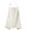 White breathable muslin nursing cover with an adjustable neckline