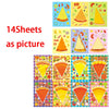 A collection of 14 sheets featuring various pizza slices and food items for a craft kit.
