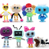 A collection of colorful animated stuffed pets and characters.
