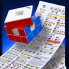 A tutorial guide for learning the Void Cube puzzle, showing a red and blue cube and instruction sheets.