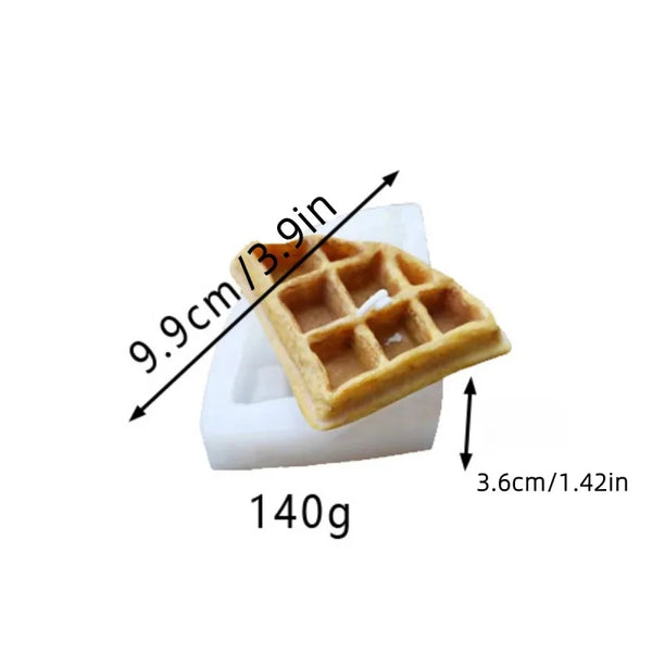 Eine gelbe Silikonform in Waffelform mit Maßlinien.