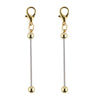 A pair of gold-colored metal keychain bars with lobster clasps for DIY jewelry making.