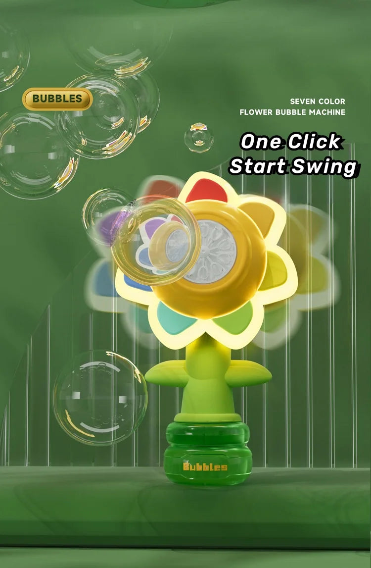Sunflower Bubble Machine with Lights and Auto Shake for Kids