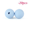 Two light blue silicone beads are shown against a white background, indicating a set of 20 pieces.