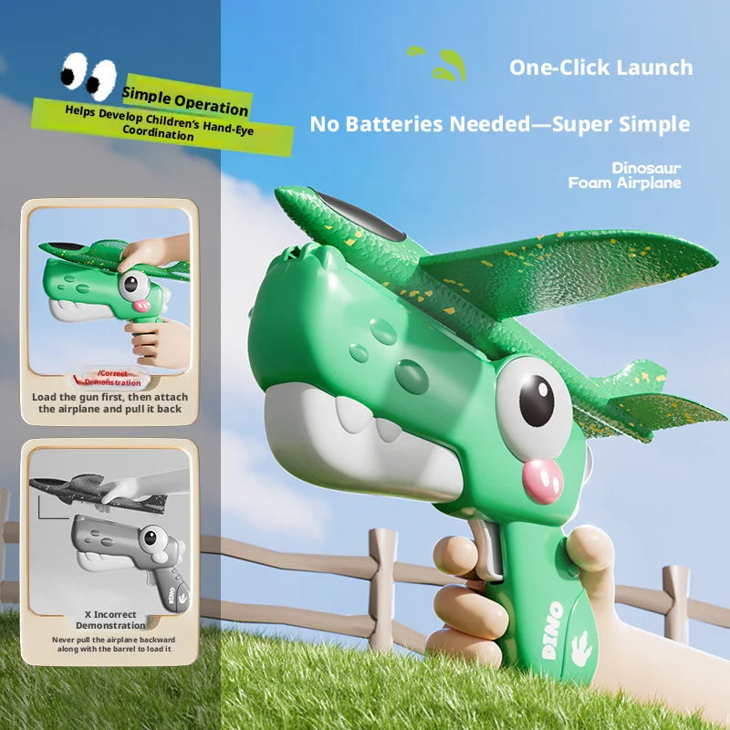 Dinosaur Foam Airplane Launcher Toy