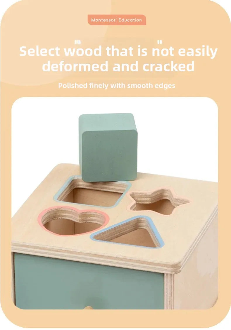 Wooden Color Shape Sorter with Drawer Box – Montessori Learning Toy