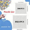 A collection of jigsaw puzzles showing different piece counts, including 500 pieces and 1024 pieces.