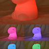 A series of eight images showing a unicorn LED night light in various colors and lighting conditions.