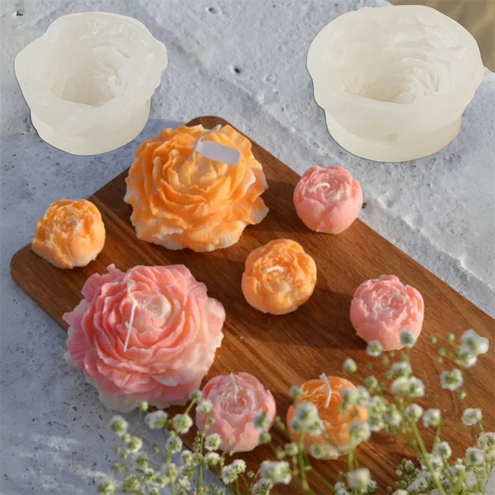 3D Peony Flower Silicone Mold for Candle, Resin & Soap Making