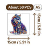 A wooden jigsaw puzzle featuring a fox and a kitten, approximately 15cm by 15cm.