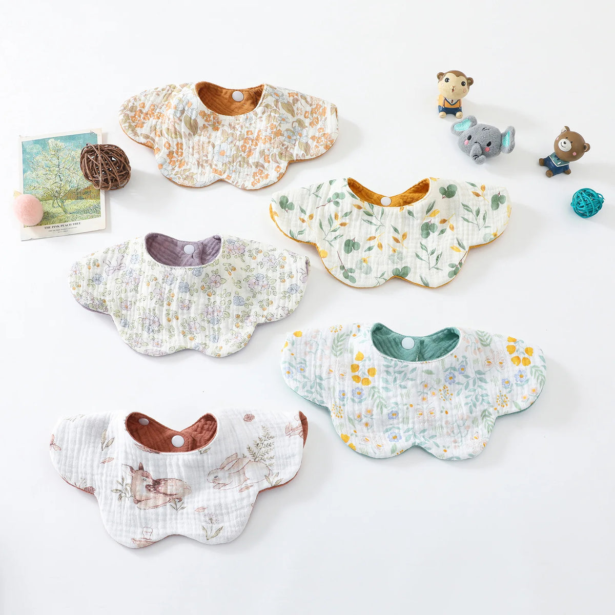 6-Layer Cotton Baby Bib with Reversible Design