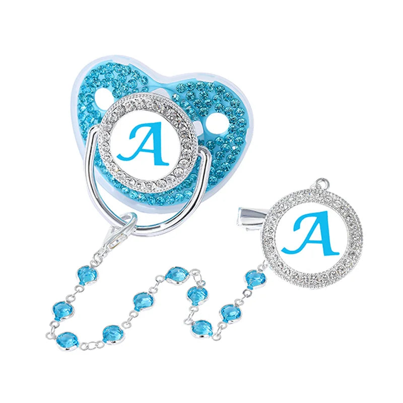 Personalized Zircon Pacifier Clip with Silicone Teether