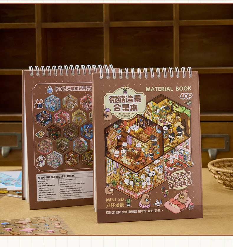 3D Landscape Sticker Collection Book for Scrapbooking & Journaling