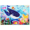 A 100-piece jigsaw puzzle featuring colorful marine animals and dinosaurs swimming in blue water.