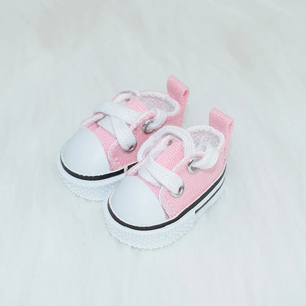 Pink and white casual sneakers designed for 17cm Labubu dolls
