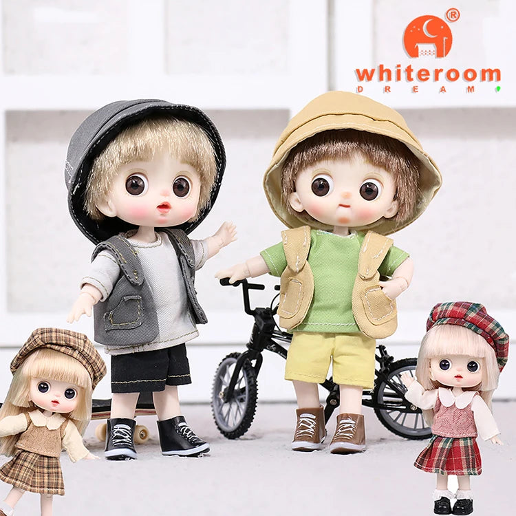 16cm Articulated Fashion Doll with Big Eyes and Dress-Up Outfit