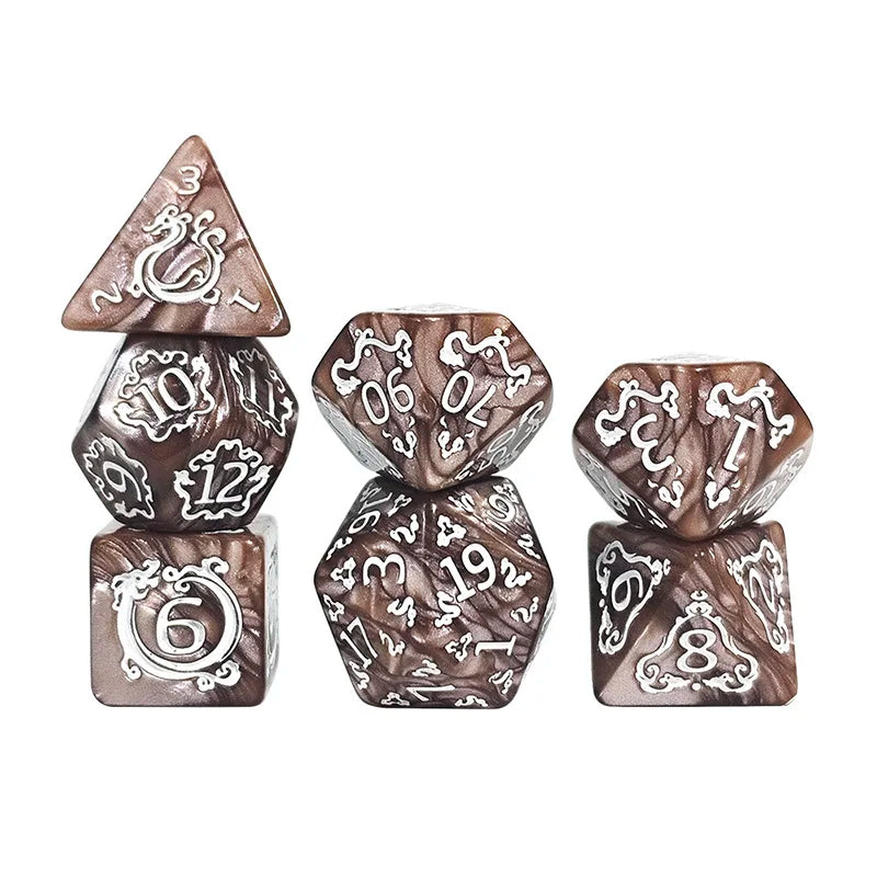 Dragon Pattern Polyhedral Dice Set for RPG & Tabletop Gaming
