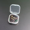 A clear plastic storage box containing a variety pack of Fender guitar picks, measuring 0.81mm.