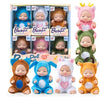 A set of realistic mini reborn baby dolls in various outfits and packaging boxes.