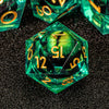 Dragon Eye Resin Dice Set with Liquid Core - 7 Polyhedral Dice for RPG Gaming