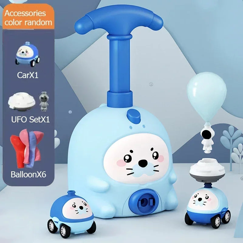 Balloon-Powered Car Science Toy with Launcher Tower