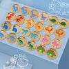 A collection of wooden dinosaur puzzle pieces for a memory matching game, showing various dinosaur species.