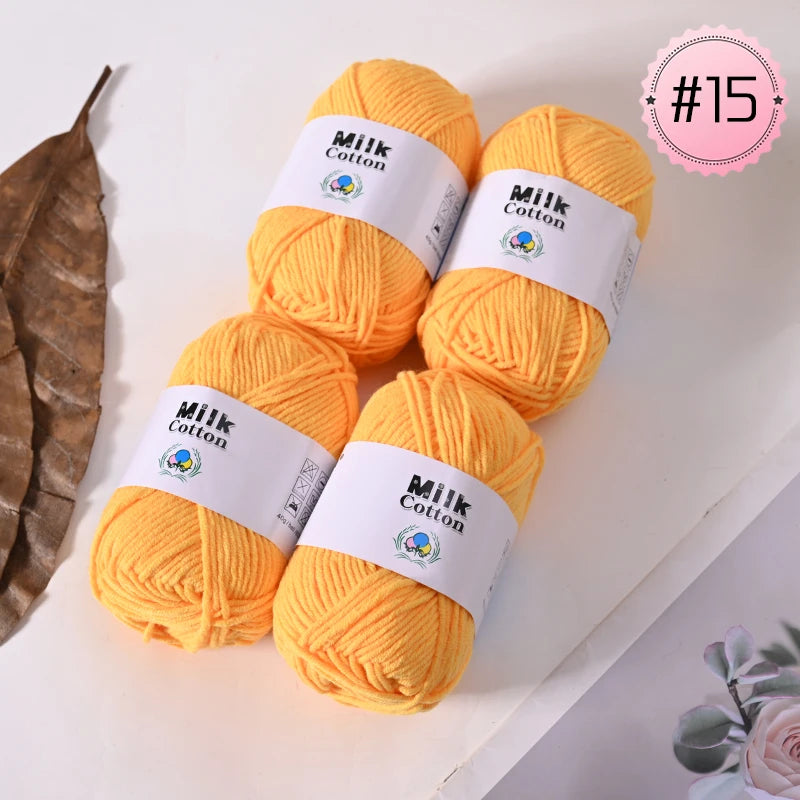 Soft Milk Cotton Yarn Value Pack - 4 Balls for Knitting & Crochet