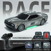 A gray high-speed 4WD drift RC race car with various accessories like a remote control, battery, and charging cable.
