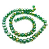 A strand of green Austrian faceted crystal beads used for jewelry making