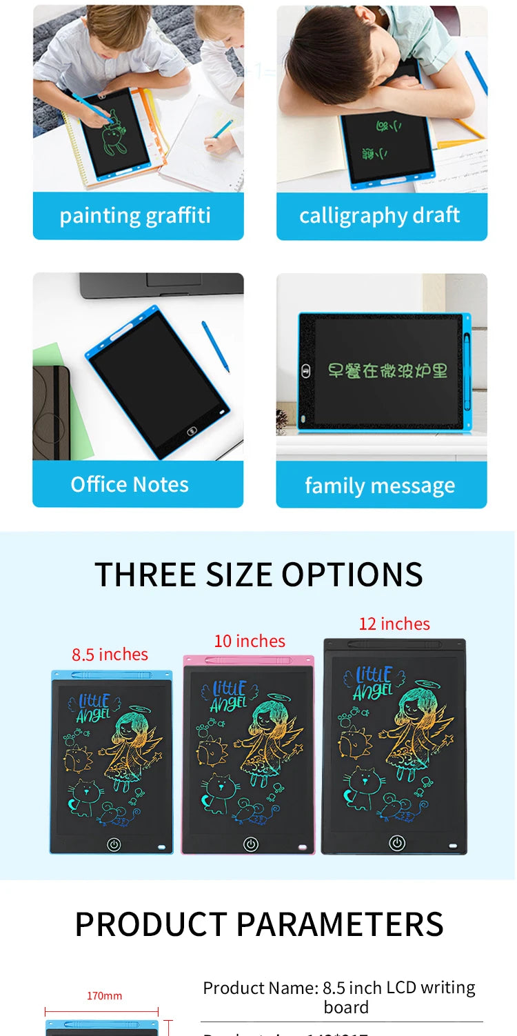 Glare-Free LCD Drawing Tablet with Pressure-Sensitive Stylus