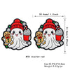 Scarlet red festive Christmas silicone bead featuring a ghost design with a red knitted hat and festive accents.