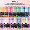 A set of 90 acrylic gel pens in various colors including yellow, green, blue, purple, and pink for sketching and journaling
