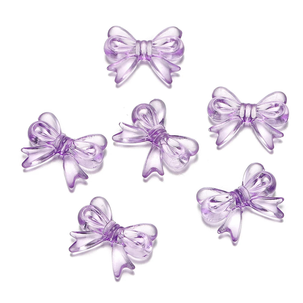 Multicolor Transparent Bow Acrylic Beads for DIY Jewelry Making