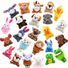 A collection of 24 mini plush animal stuffed toys in various colors and styles.